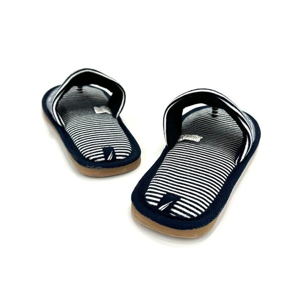 Nautica Livia Women Flip-Flop Sandal Sz 7 Navy White Stripes Embroidered Accent - Picture 11 of 12